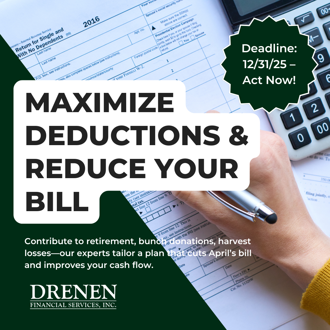 Contribute to retirement, bunch donations, harvest losses—our experts tailor a plan that cuts April’s bill and improves your cash flow.